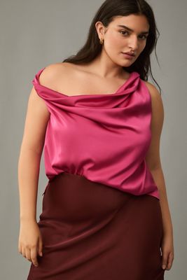 Eloquii Plus Asymmetric Draped Satin Top