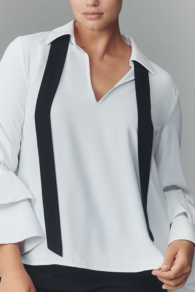 Eloquii Plus Ruffle-Sleeve Top #1