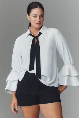 Eloquii Plus Ruffle-Sleeve Top