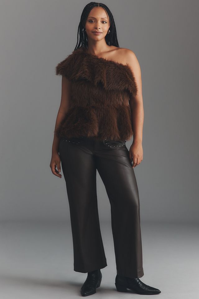 Eloquii Plus Faux Fur One-Shoulder Top #1