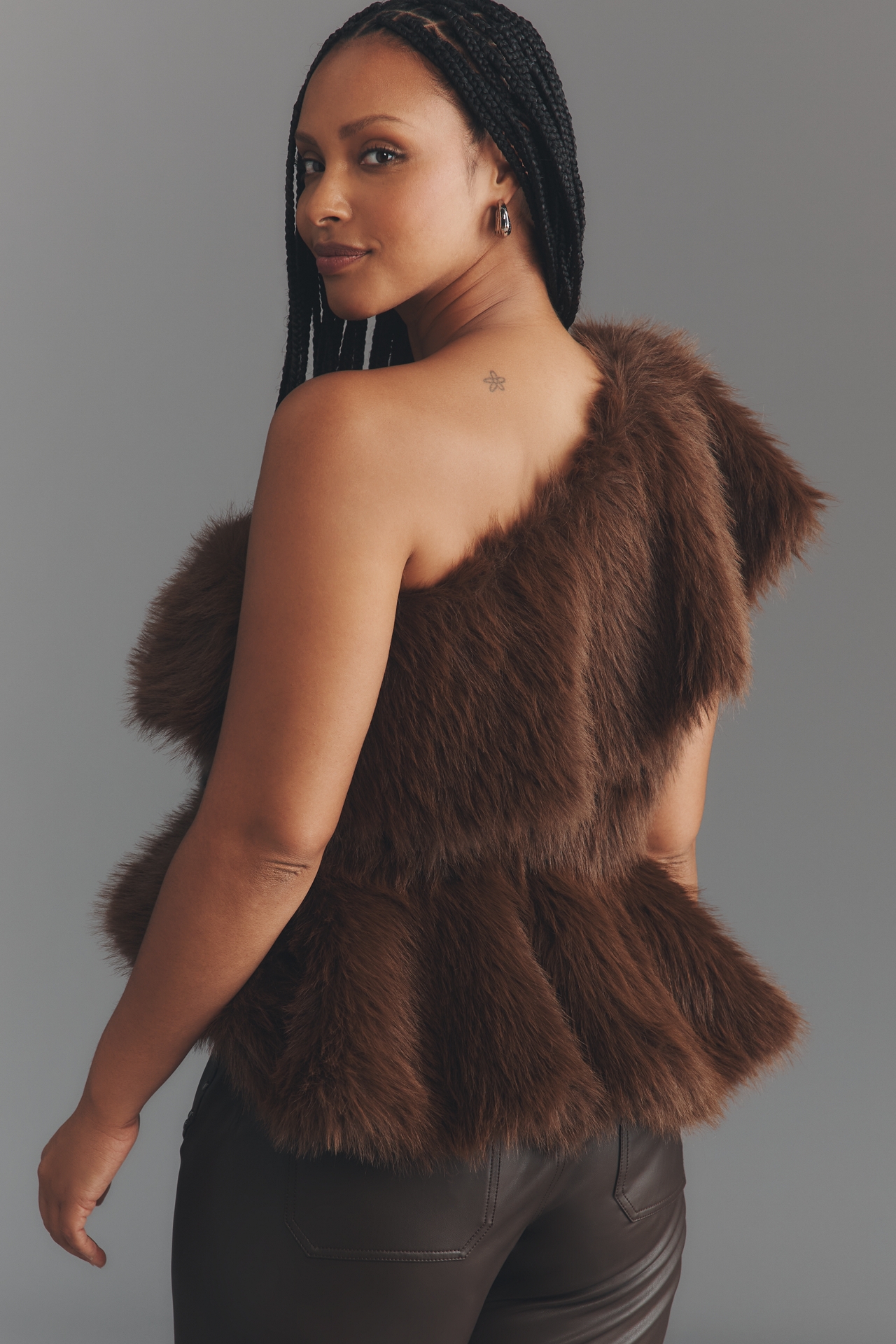 Eloquii Plus Faux Fur One-Shoulder Top