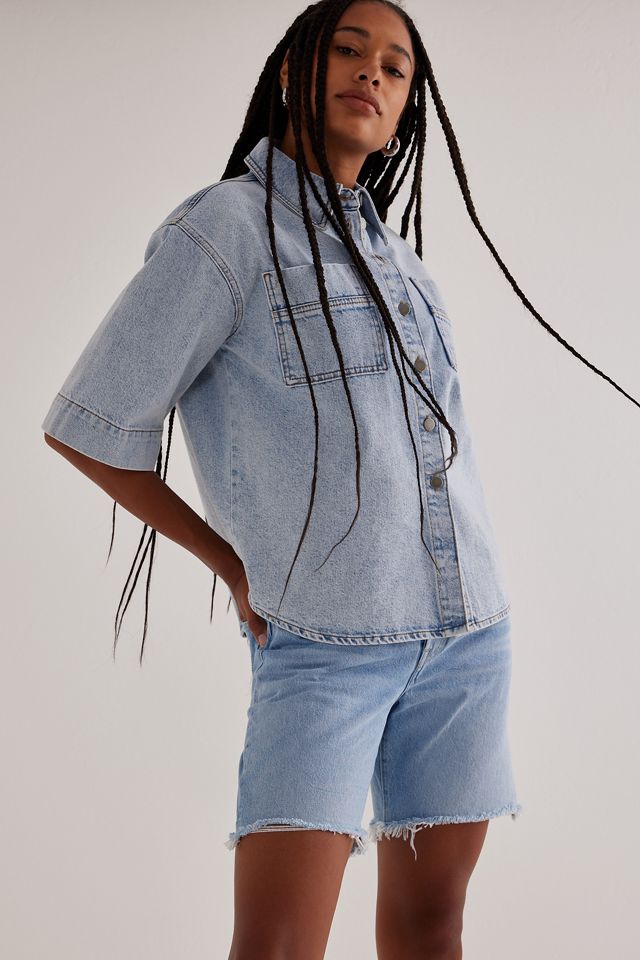 ALIGNE Giana Camicia Boxy Denim a maniche corte #1
