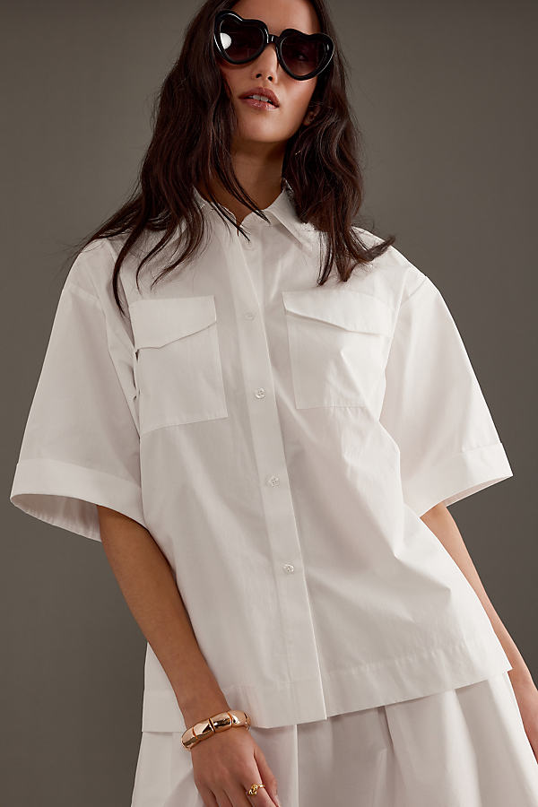 Aligne Short-sleeve Boxy Shirt In White