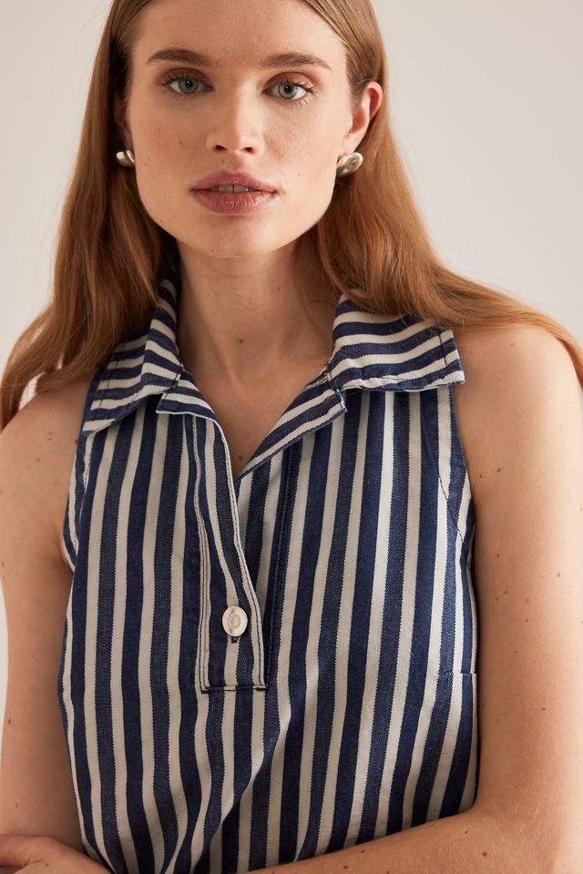 ALIGNE Peg Stripe Collared Sleeveless Top #5
