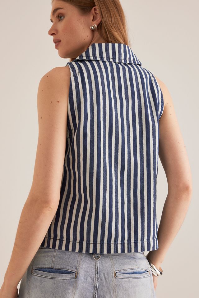 ALIGNE Peg Stripe Collared Sleeveless Top #1