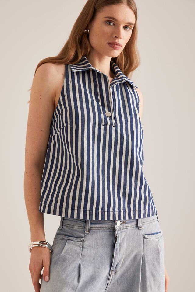 ALIGNE Peg Stripe Collared Sleeveless Top #3