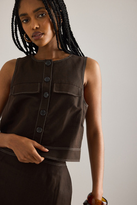 Haut en lin sans manches à boutons en taille: Uk 6 chez Anthropologie - ALIGNE - Modalova