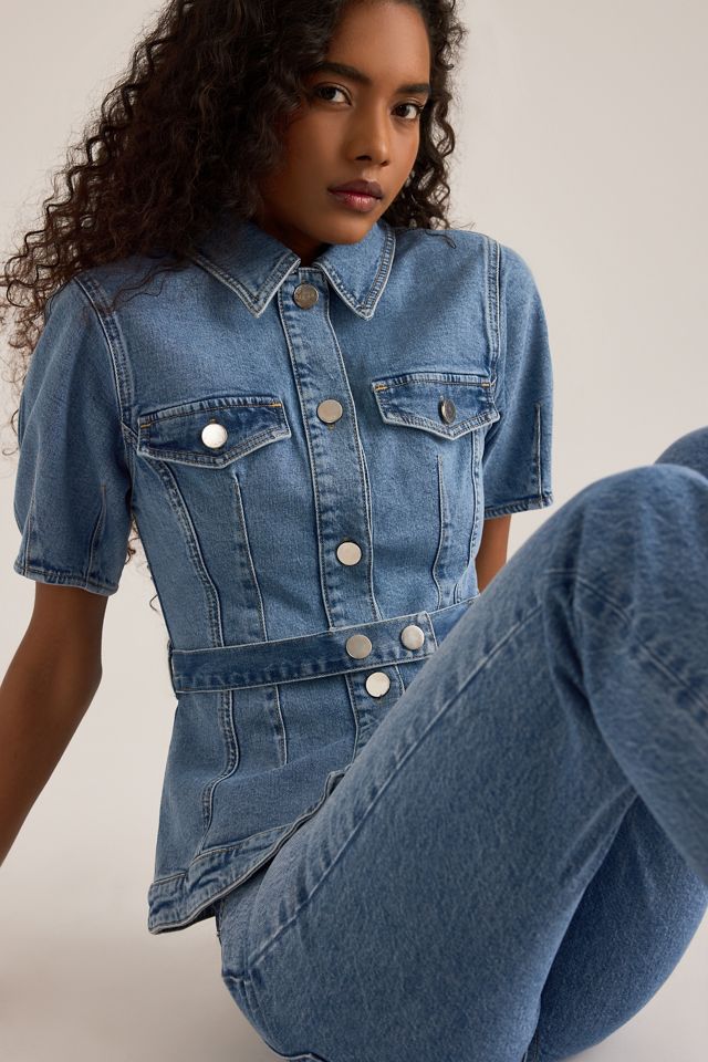 ALIGNE Camicia in Denim a Maniche Corte Jette #4