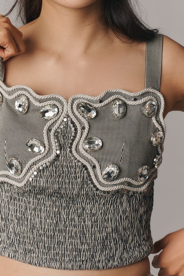 Ollari Crystal Embellished Bustier Top #3