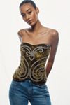 Ollari Velvet Crystal Corset Top