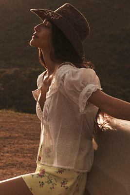 Short-Sleeve Sheer Silky Blouse