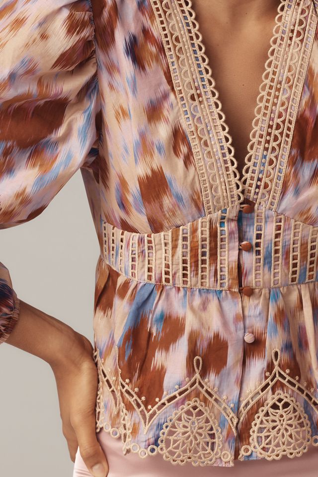 Farm Rio Long-Sleeve Printed Tiered Blouse #1