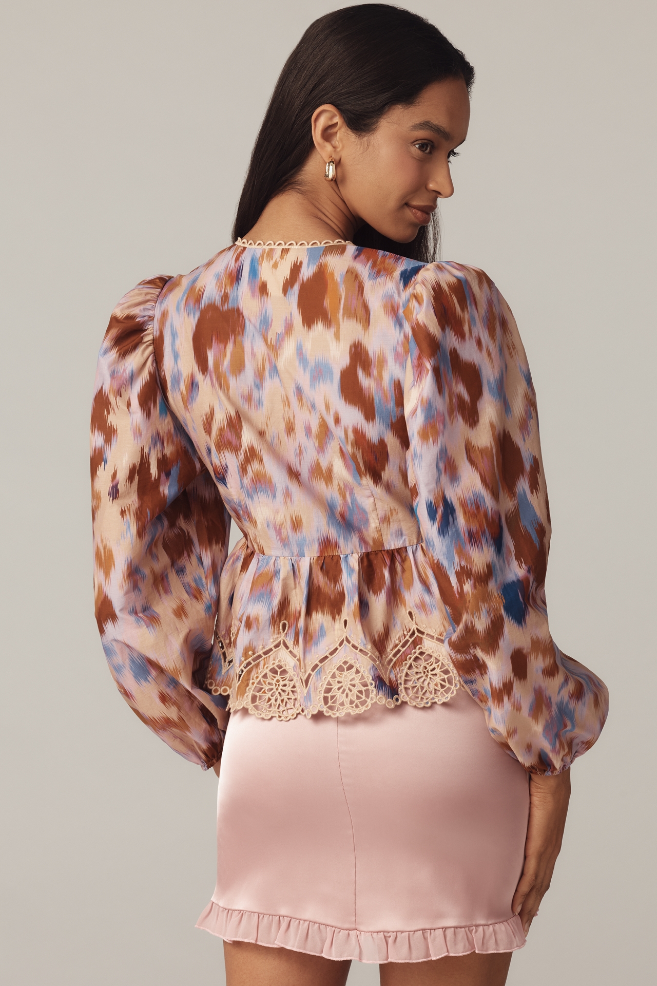 Farm Rio Long-Sleeve Printed Tiered Blouse