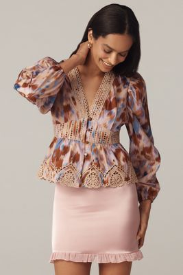 Farm Rio Long-Sleeve Printed Tiered Blouse