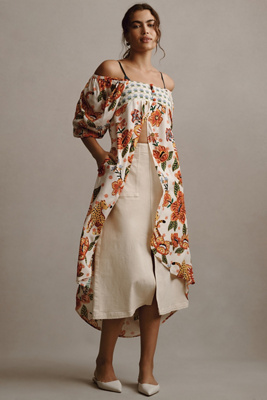 Farm Rio Long Tunic Top In Multicolor