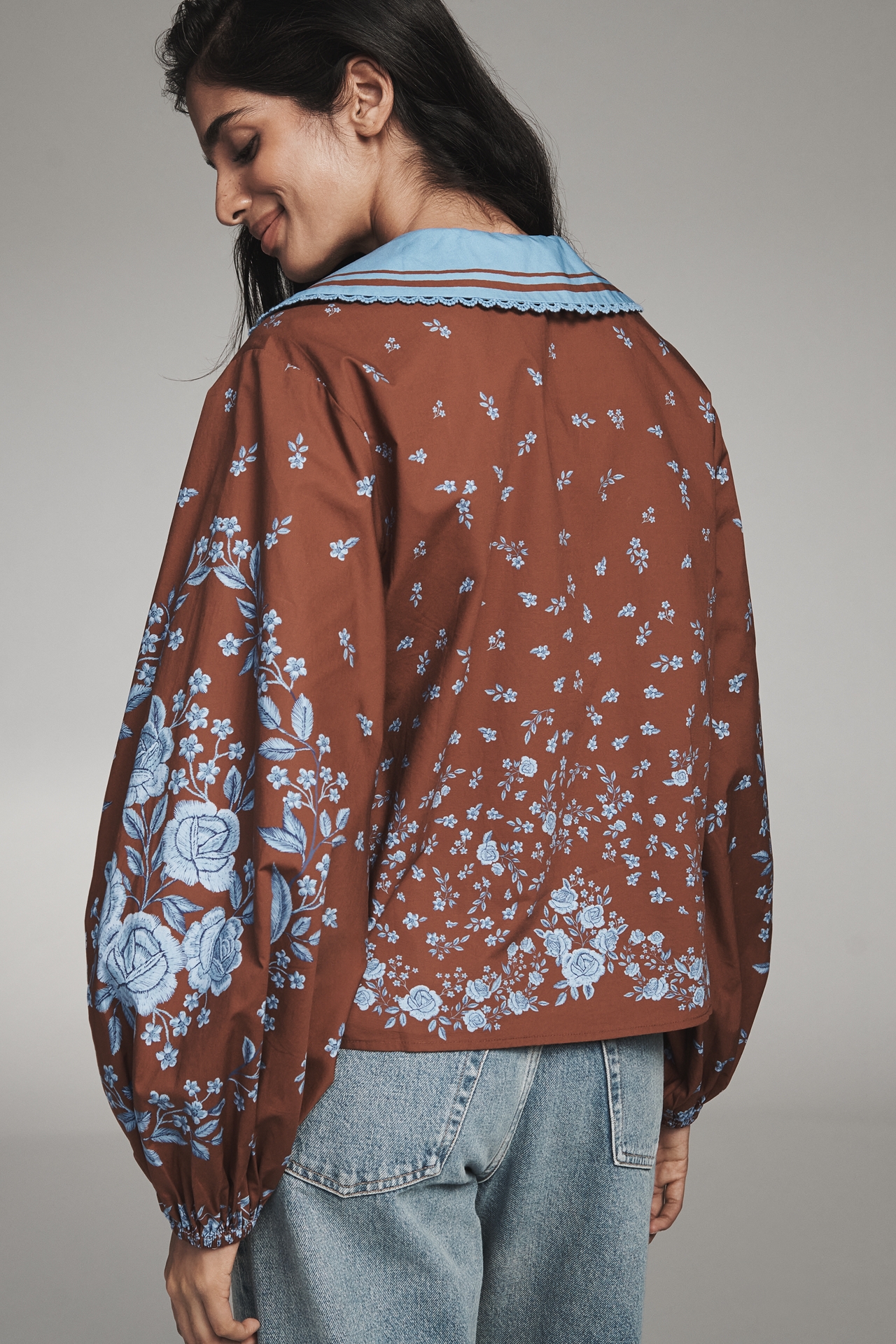 Farm Rio x Anthropologie Extreme Collar Blouse