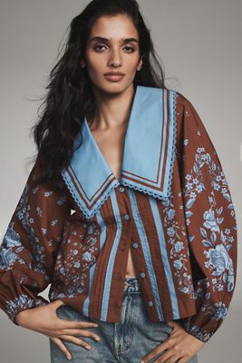 Farm Rio x Anthropologie Extreme Collar Blouse