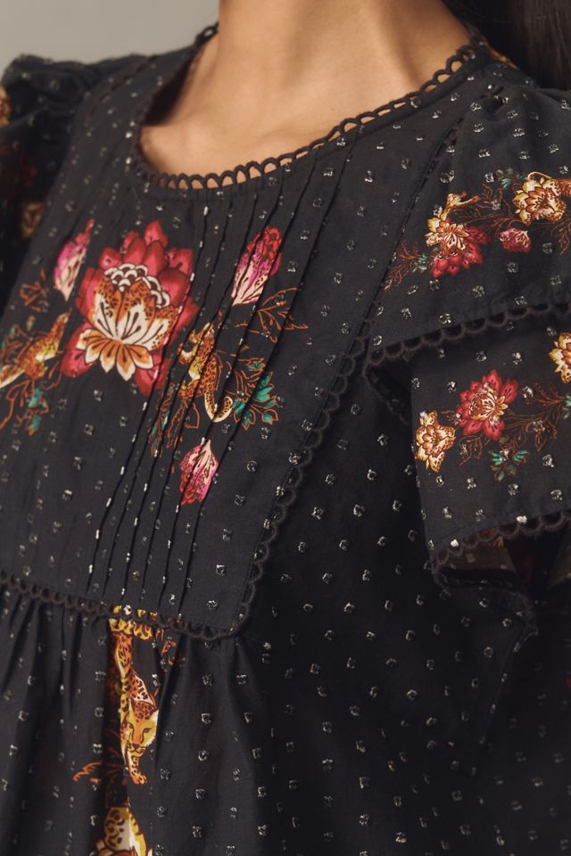 Farm Rio Flutter-Sleeve Textured Blouse #3