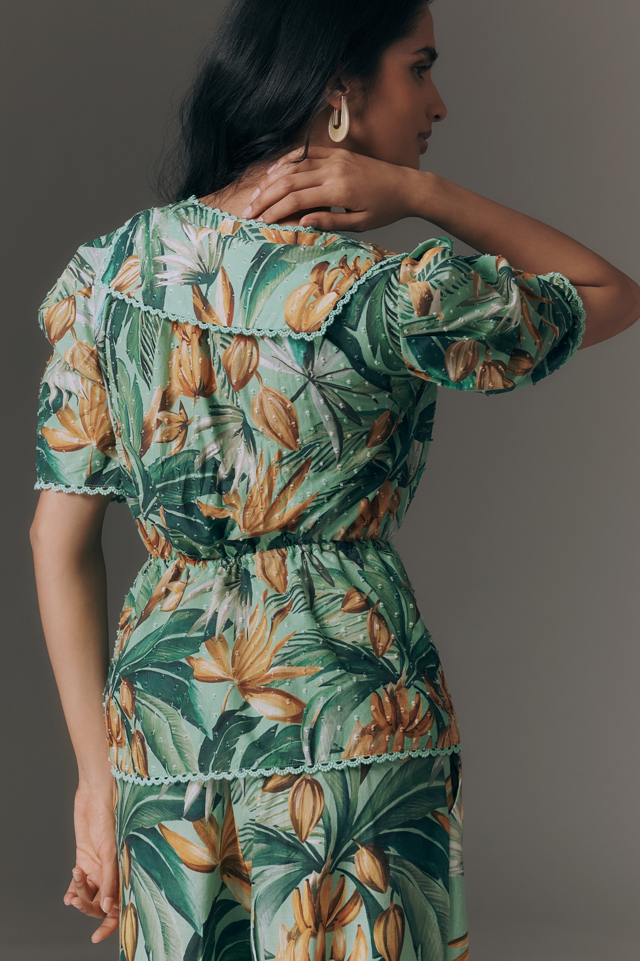 Farm Rio Puff-Sleeve Babydoll Blouse