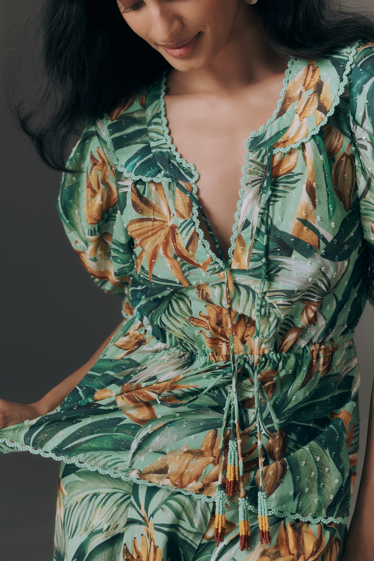 Farm Rio Puff-Sleeve Babydoll Blouse