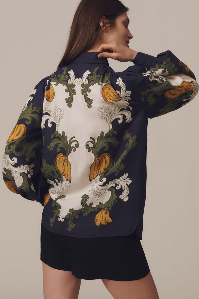 Farm Rio x Anthropologie Puff-Sleeve Printed Buttondown Blouse #1