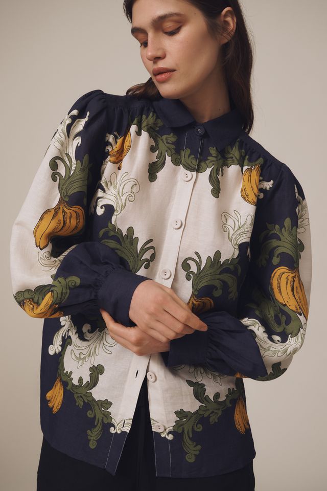 Farm Rio x Anthropologie Puff-Sleeve Printed Buttondown Blouse #2