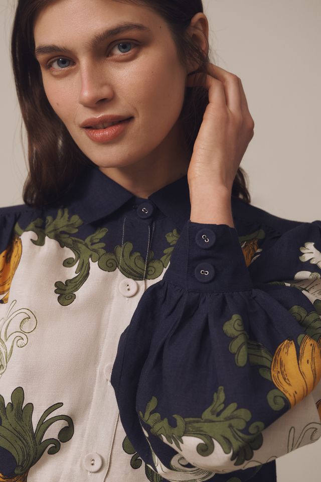 Farm Rio x Anthropologie Puff-Sleeve Printed Buttondown Blouse #3