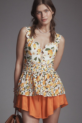 Farm Rio X Anthropologie Linen Blend Tank Top
