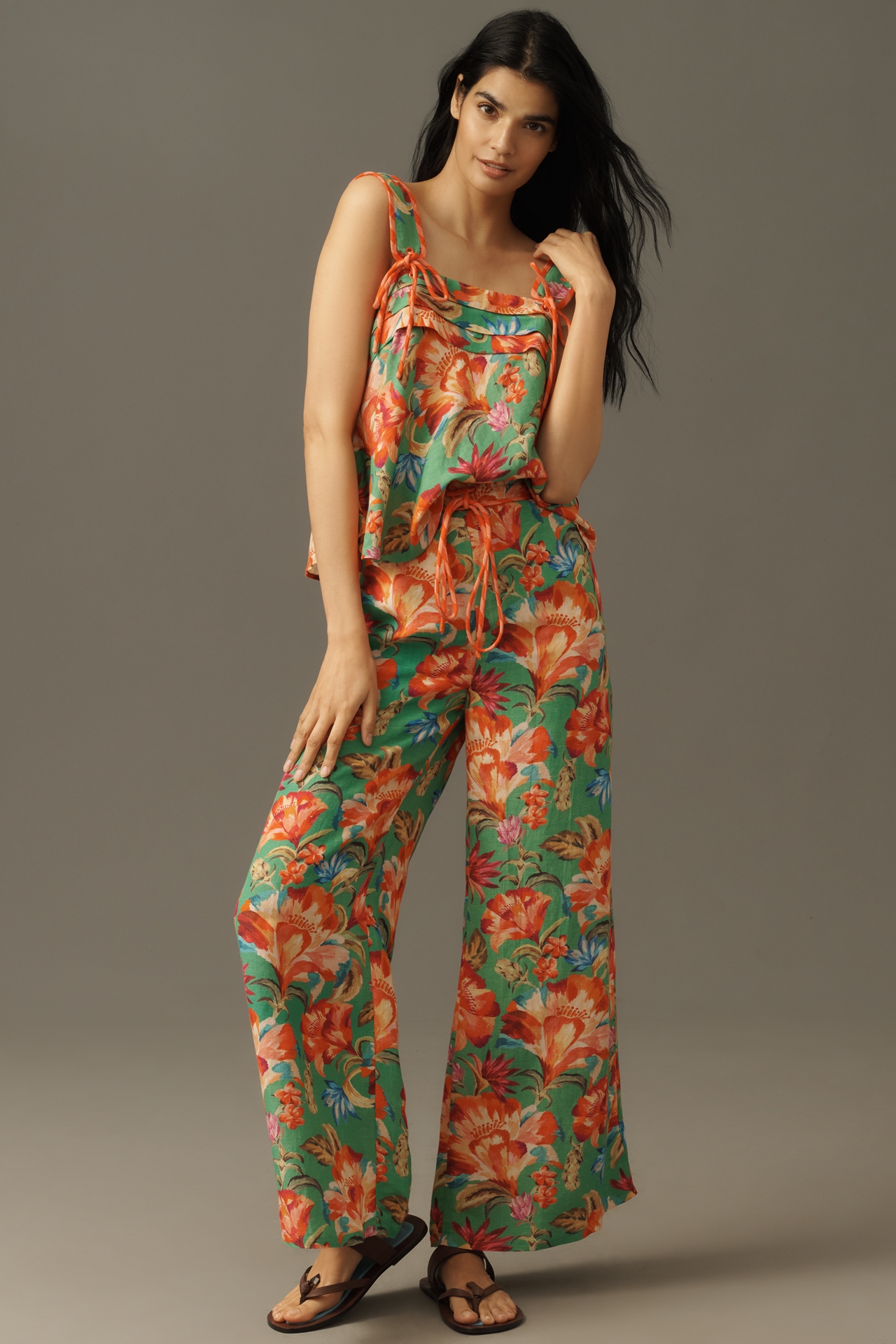 Farm Rio Structured Linen Blend Tank Top