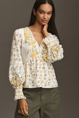 Farm Rio Puff-sleeve Blouse In Multi