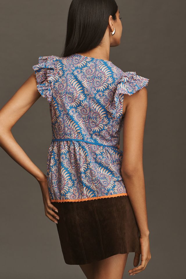 Farm Rio Flutter-Sleeve V-Neck Top #2