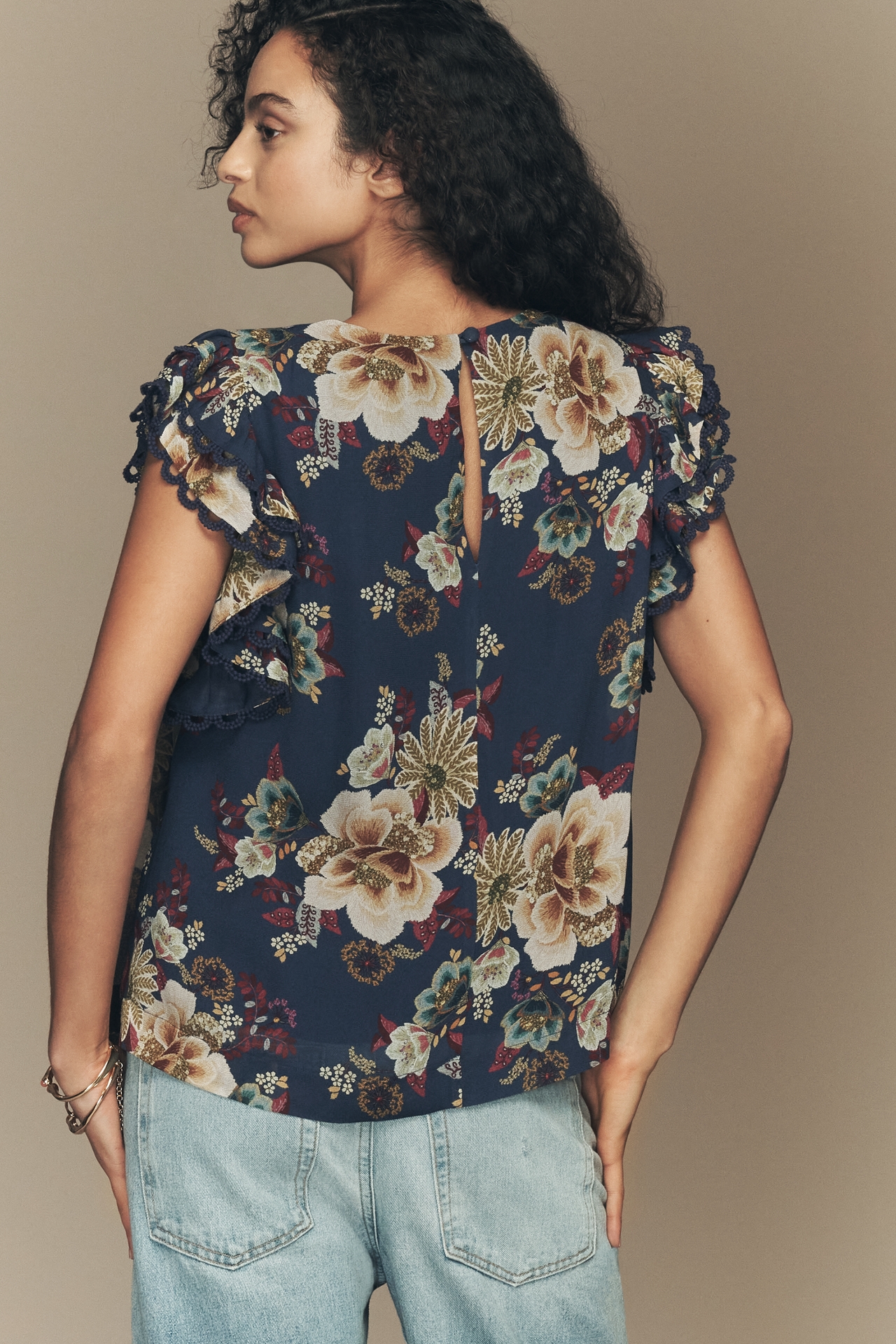 Farm Rio x Anthropologie V-Neck Ruffle Top