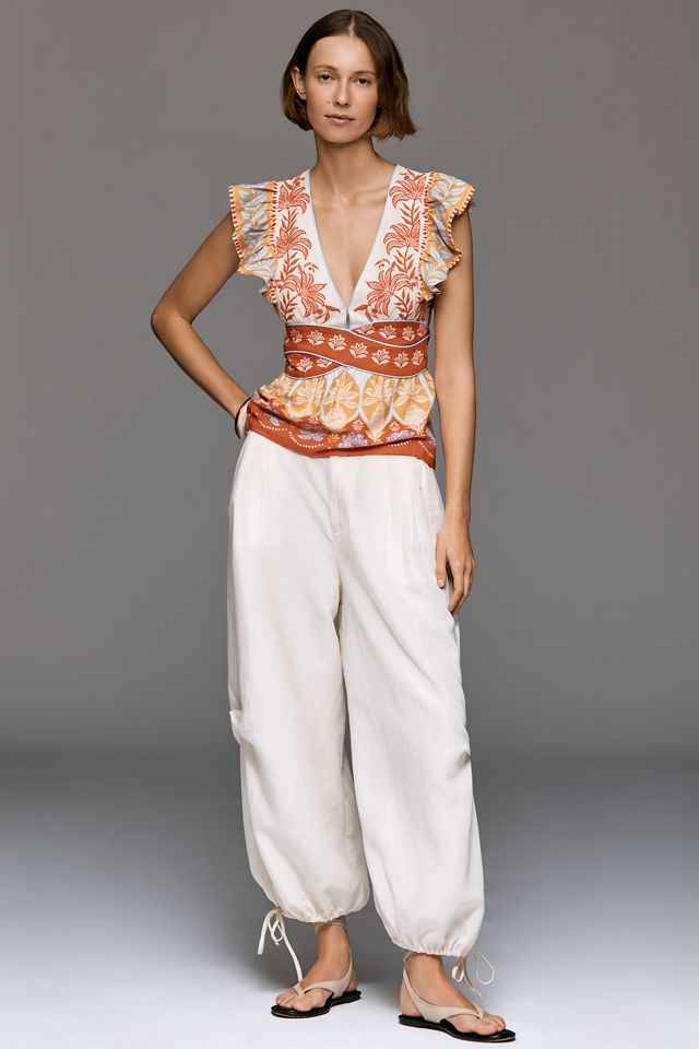 Farm Rio x Anthropologie Ruffled Sleeveless Peplum Top  #2