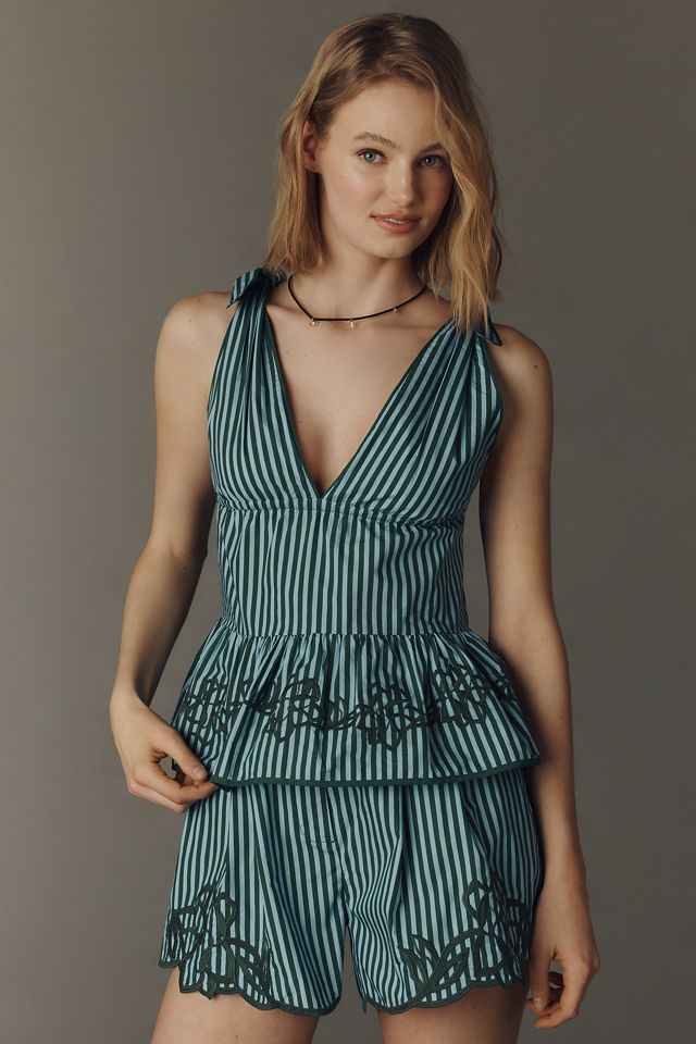 Farm Rio x Anthropologie Sleeveless Embroidered Peplum Top #1