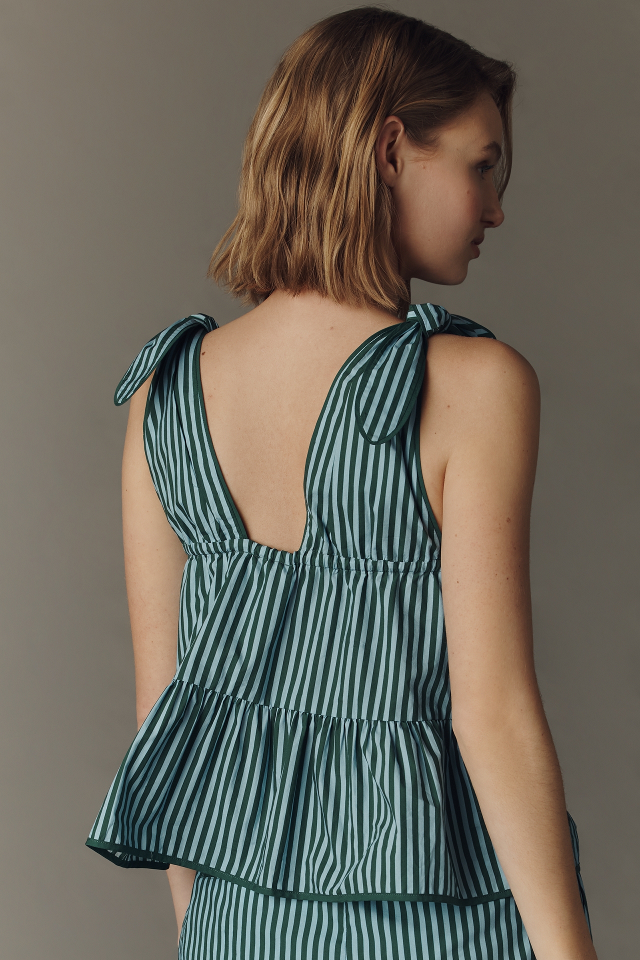 Farm Rio x Anthropologie Sleeveless Embroidered Peplum Top