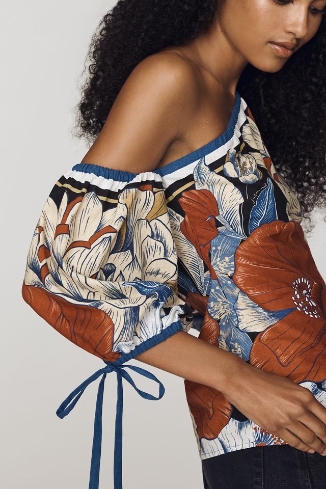 Farm Rio One-Shoulder Puff-Sleeve Blouse #3