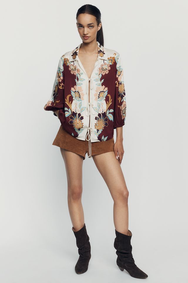 Farm Rio Tie-Front Long-Sleeve Top #2