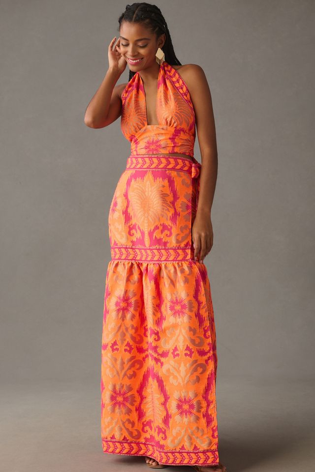 chinese dress ladies Rent Sir the Label Aries Lace Trimmed Silk Gown main image 1