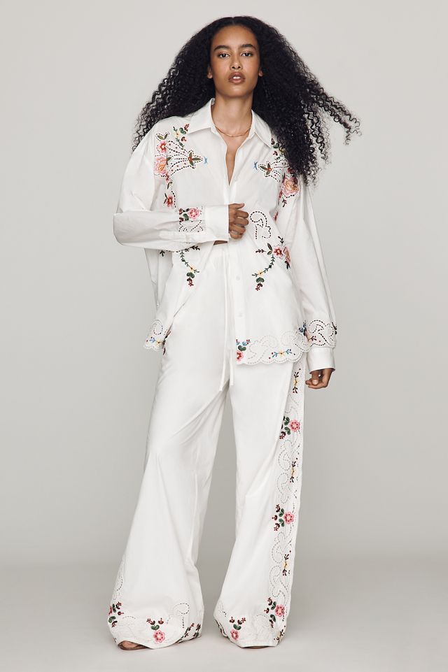Essential Antwerp Jayme Embroidered Eyelet Buttondown Shirt #1