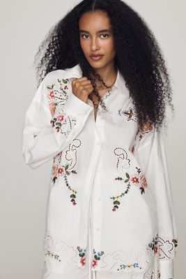 Essential Antwerp Jayme Embroidered Eyelet Buttondown Shirt