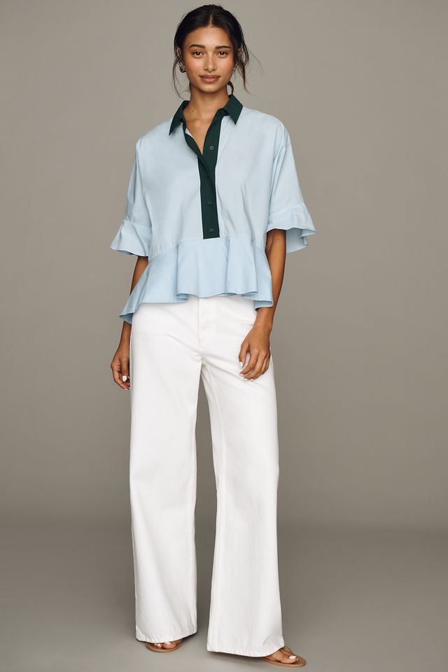 Essentiel Antwerp Kaylee Cotton Peplum Blouse #1