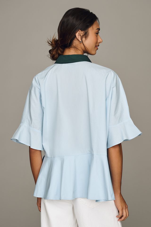 Essentiel Antwerp Kaylee Cotton Peplum Blouse #2