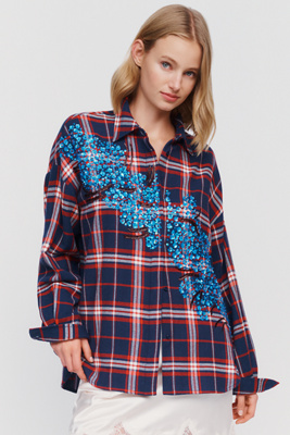 Essentiel Antwerp Kirke 100% Cotton Embellished Buttondown Shirt by Anthropologie