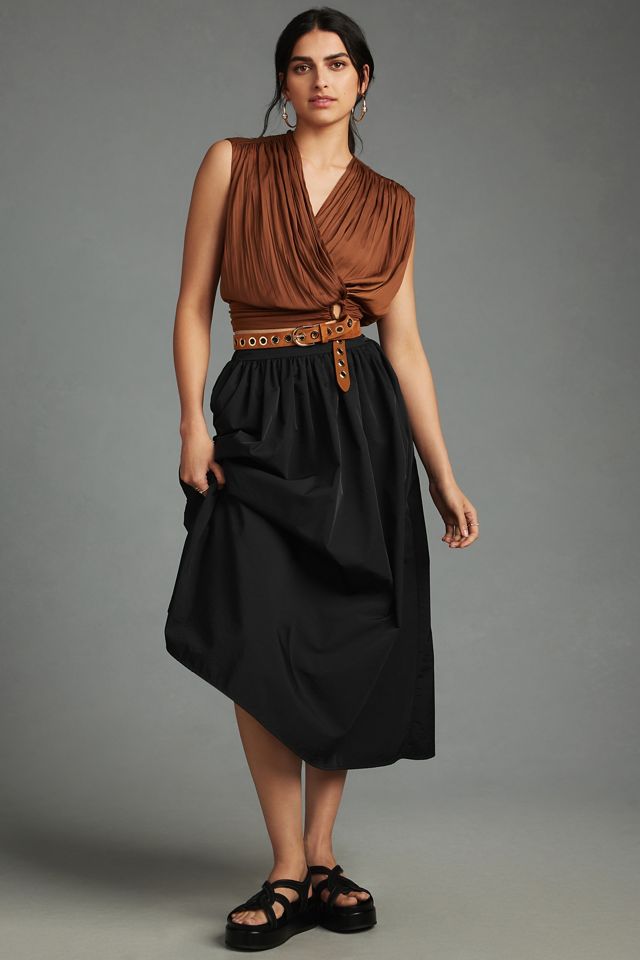 By Anthropologie Silky Gathered Surplice Top #3