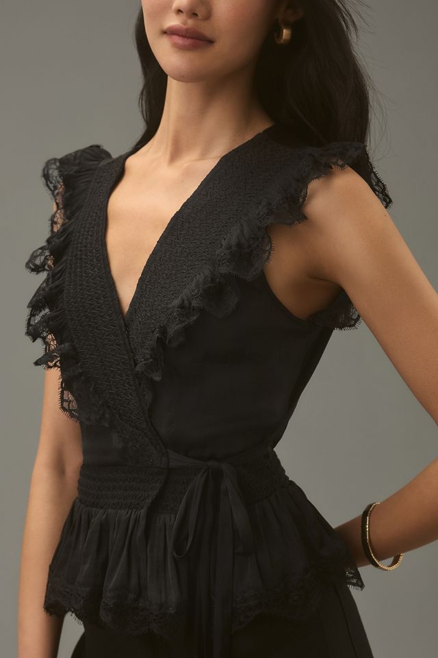 By Anthropologie Flutter Wrap Blouse #2