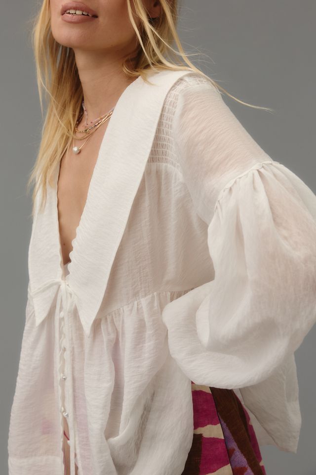 Maeve Long-Sleeve Tie-Front Top #4