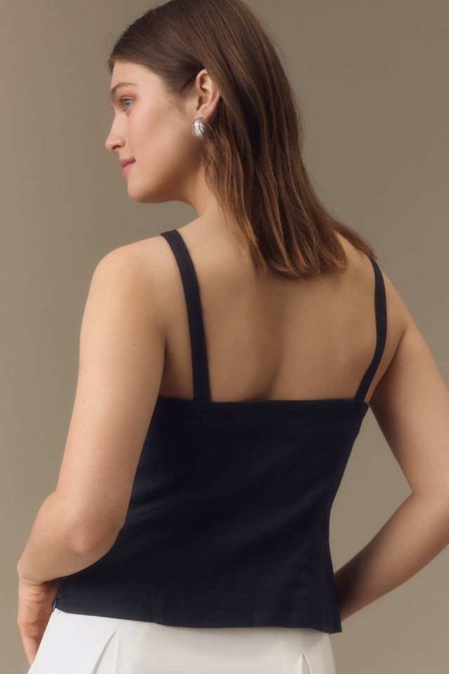 Maeve Square-Neck Linen Apron Tank | Anthropologie