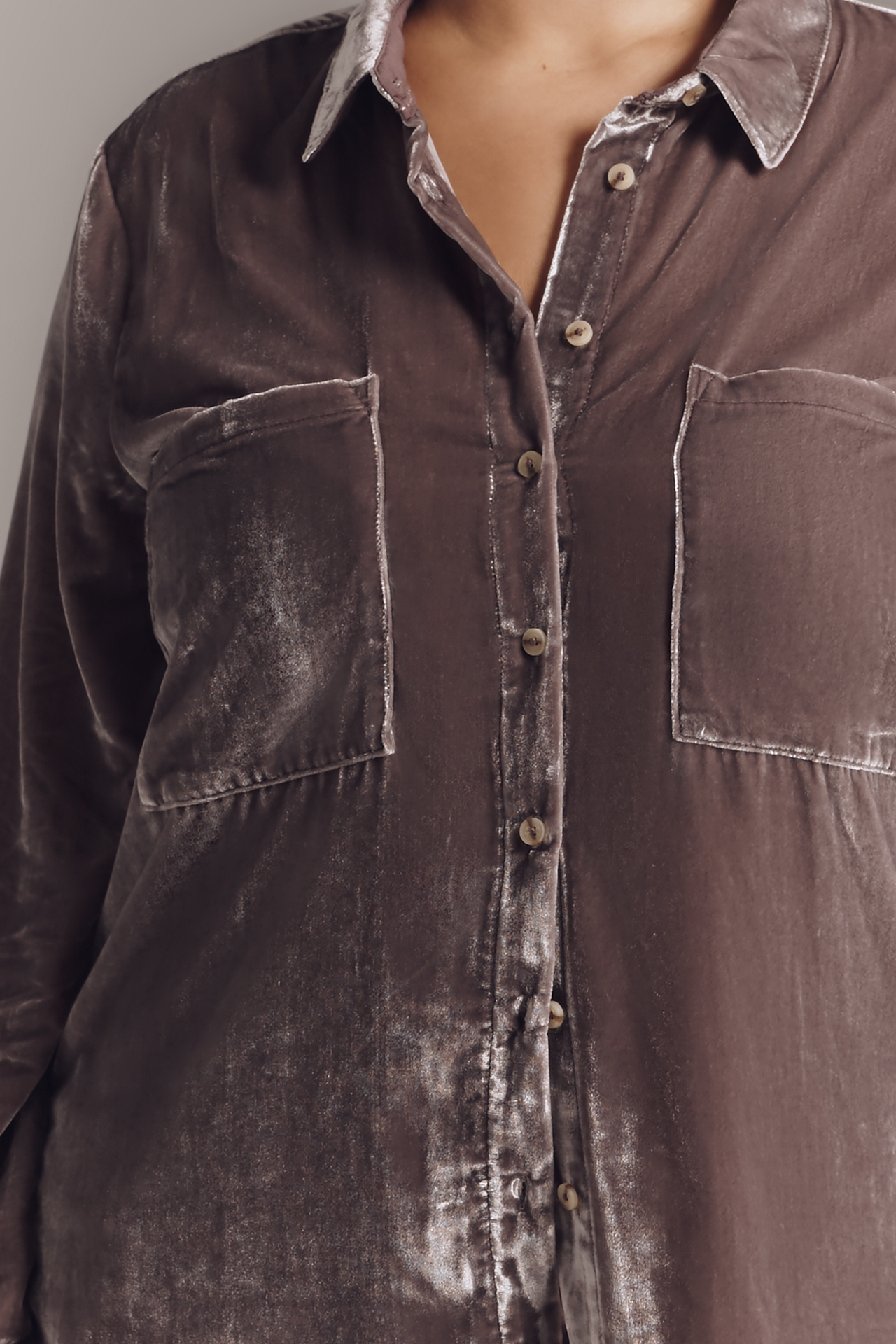 The Hadley Velvet Relaxed Buttondown Shirt by Pilcro