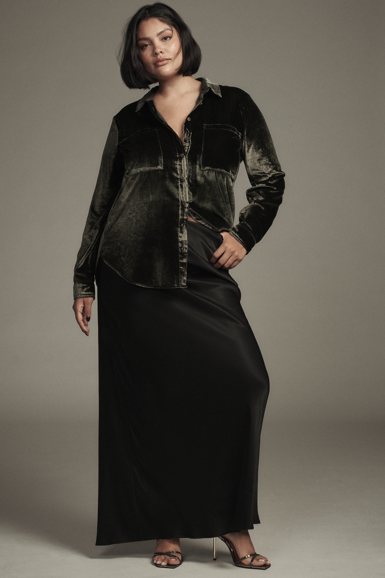 The Hadley Velvet Relaxed Buttondown Shirt by Pilcro
