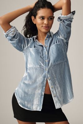 The Hadley Velvet Relaxed Buttondown Shirt by Pilcro